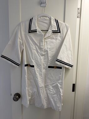 Amazon White Mini Dress with Navy Trim